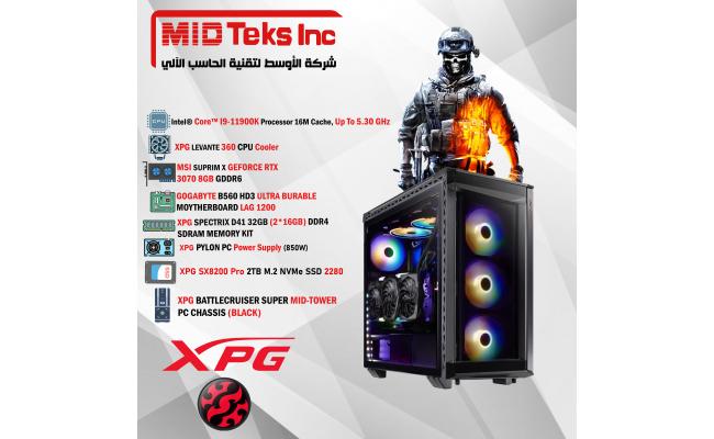 Gaming Desktop (MID-33) , CPU INTEL I9-11900K, DDR4 /32GB ,SSD 2TB ,RTX 3070 ,ASUS MB B560M,XPG CORE REACTOR (850W),XPG BATTLECRUISER Chassis(BLACK)